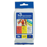 Brother PTouch Ribbon 12mm x 8m 3 Pack Value Pack Labelling Tape- TZE31M3